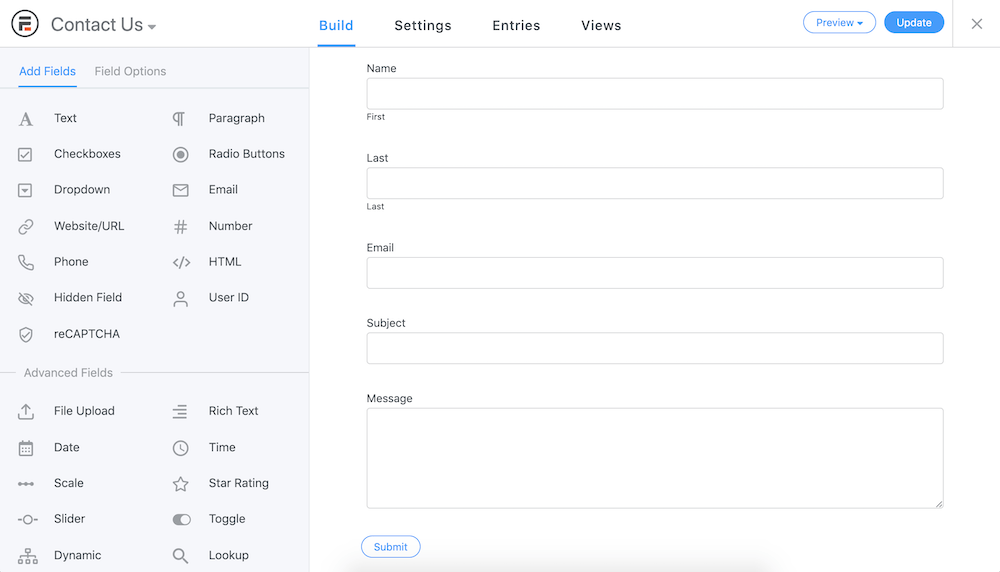 Formidable Forms drag-and-drop form builder