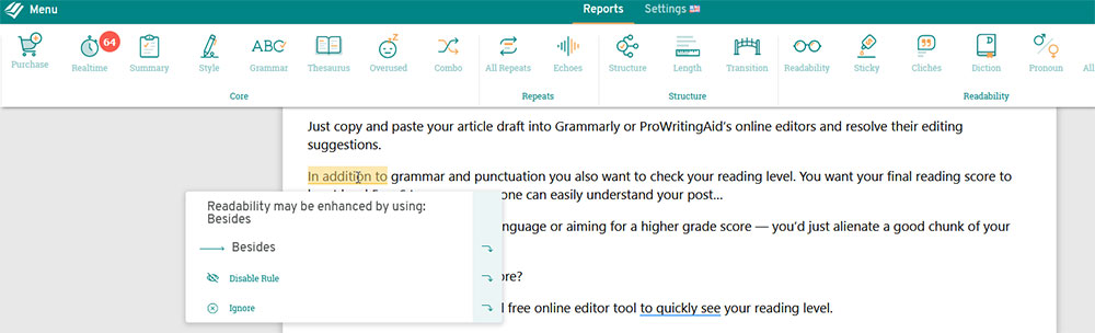 Editor online ProWritingAid