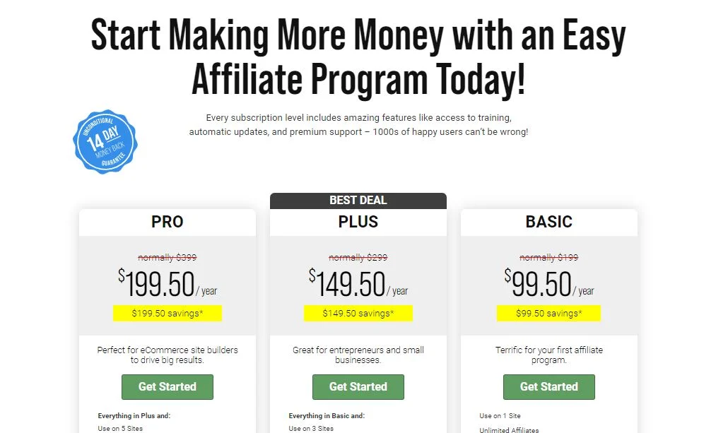 Easy Affiliate for affiliate programs