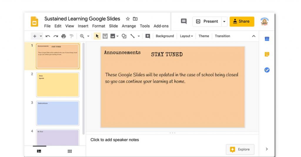 Google Slides pour la présentation