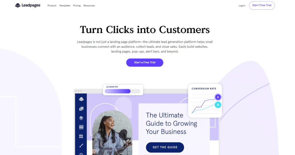 Leadpages - เครื่องมือ SaaS ของหน้า Landing Page