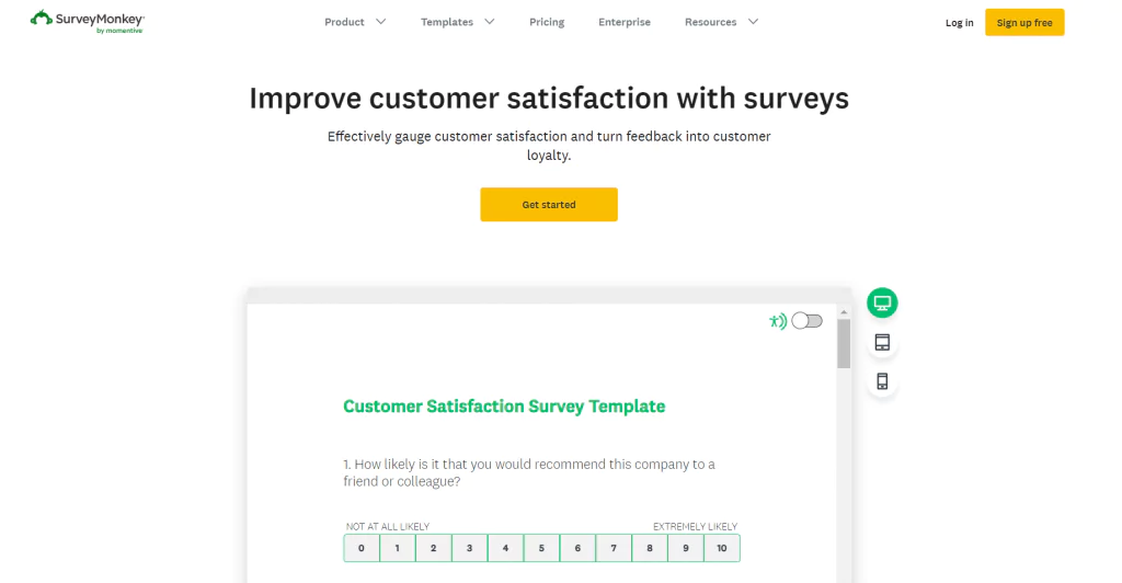 SurveyMonkey - เครื่องมือ SaaS คำติชมของลูกค้า