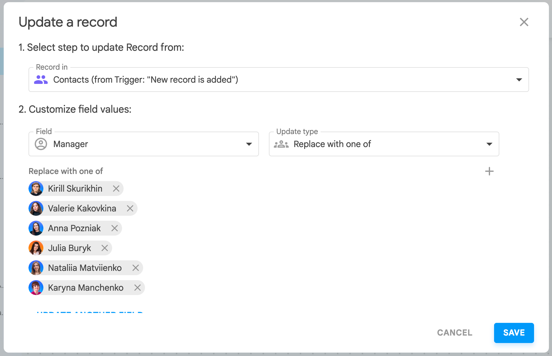 Distribución de prospectos por turnos en NetHunt CRM