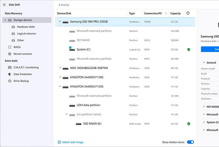 DiskDrill: backup e ripristino differenza