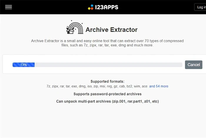 Archive Extractor rar 在線提取器