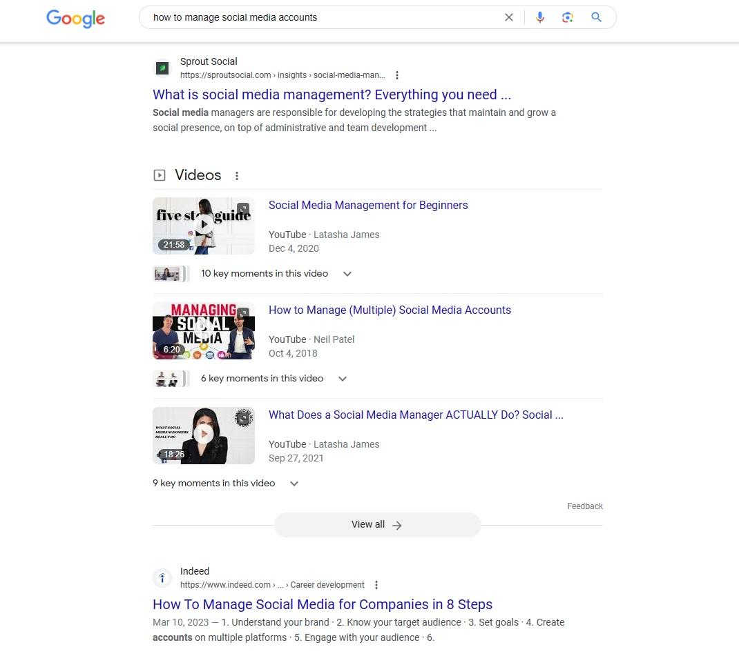 Tangkapan layar video SERP