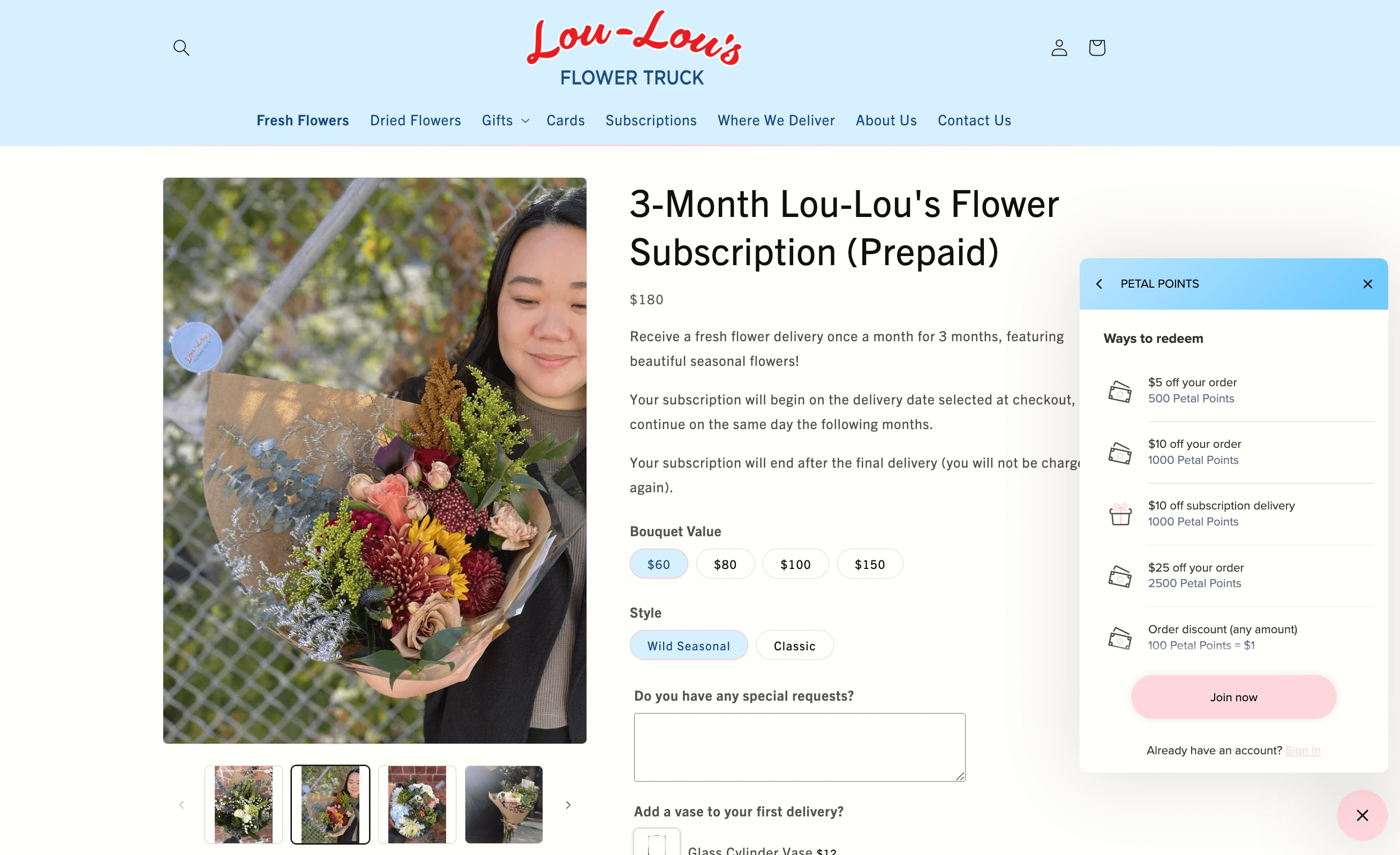 lou-lou 预付费 3 个月鲜花订阅的屏幕截图