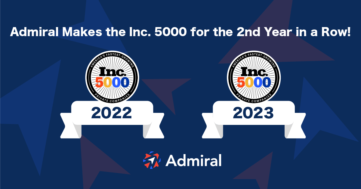 Admiral, Inc 5000 2년 연속 수상