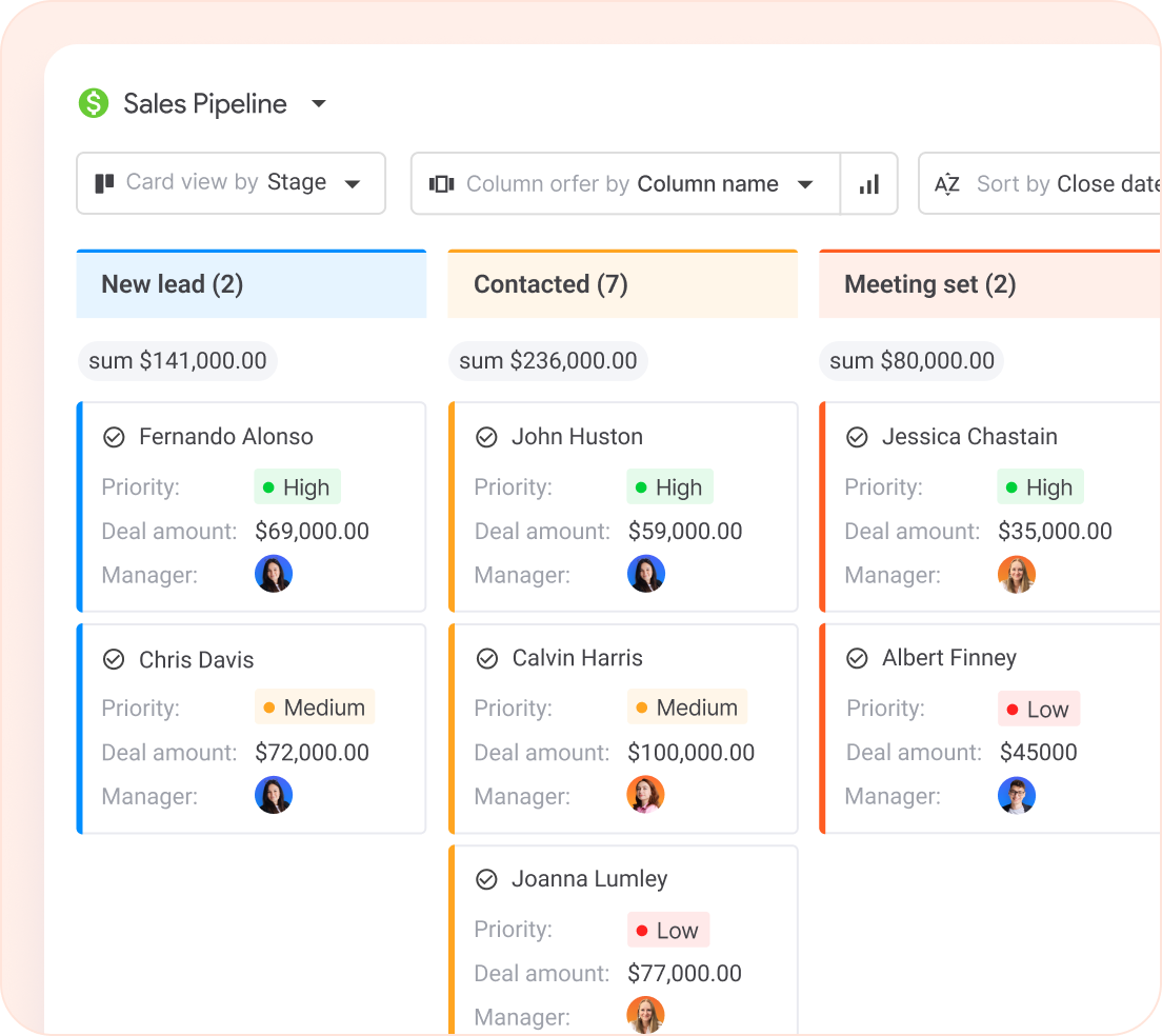 NetHunt CRM の販売パイプライン