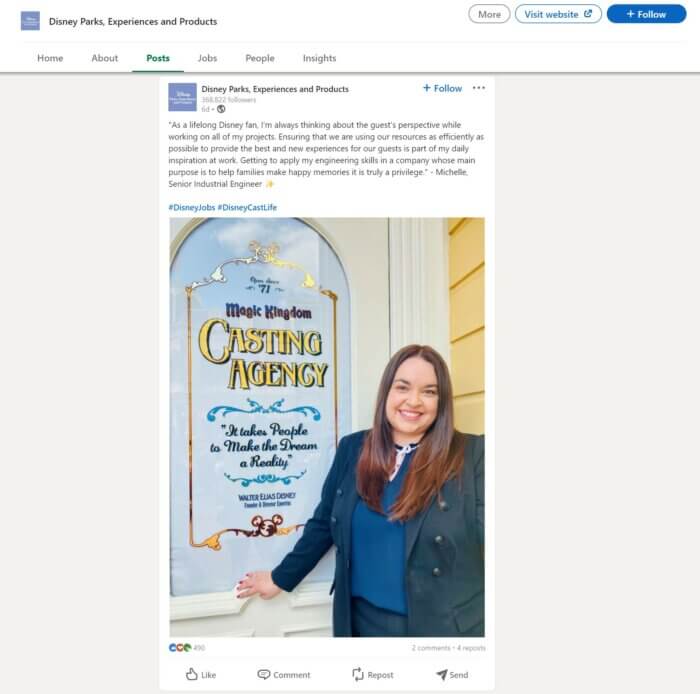 Insinyur Industri Senior Michelle, berbagi perspektifnya dalam bekerja dengan perusahaan dan fokusnya pada pengalaman pelanggan, sehingga menghasilkan postingan LinkedIn yang sangat autentik.