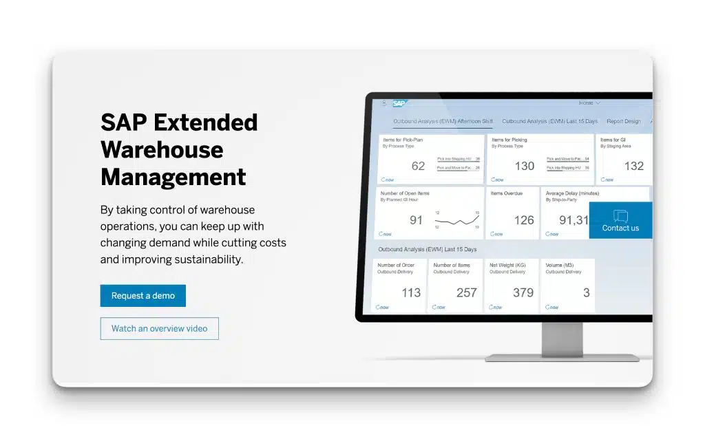 Página inicial de gerenciamento de armazém estendido SAP