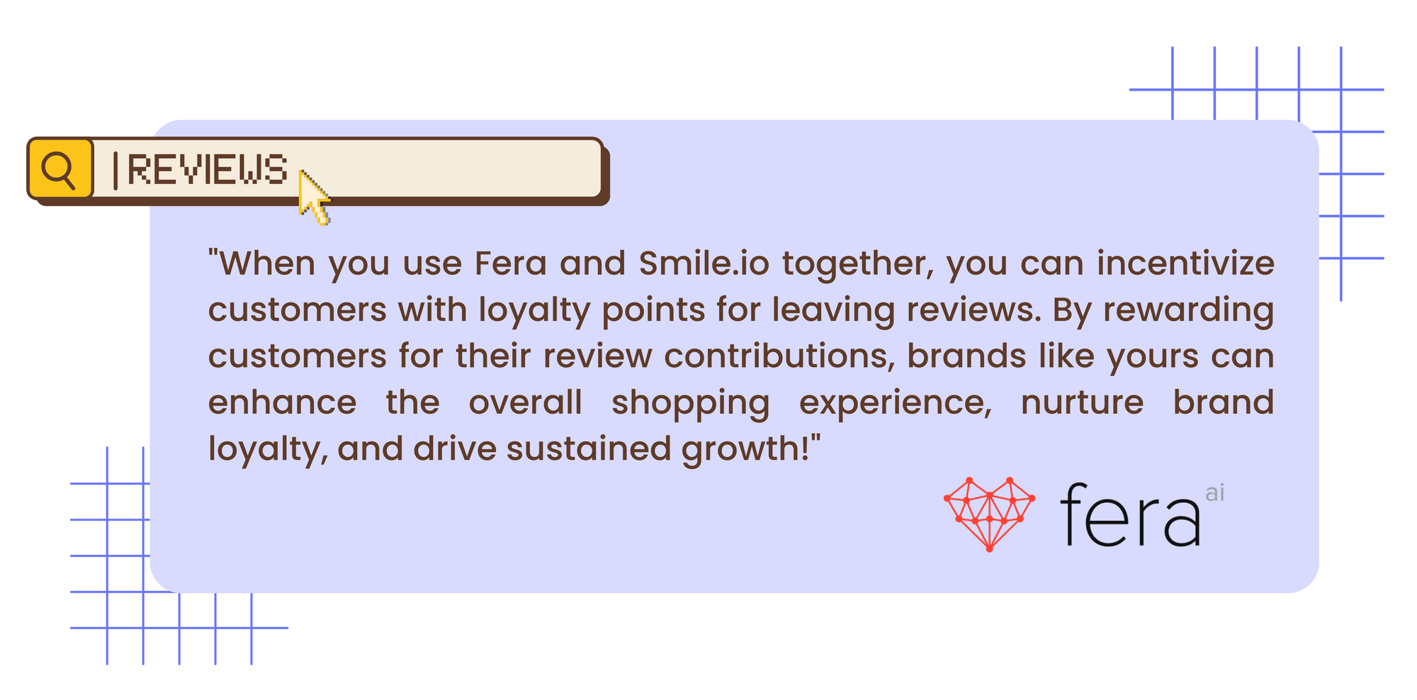 有關 fera.ai 和 smile.io 集成的引述圖