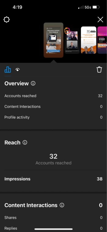 Statystyki historii na Instagramie są łatwo dostępne w aplikacji, dzięki czemu możesz sprawdzić, ile osób oglądało Twoje relacje.