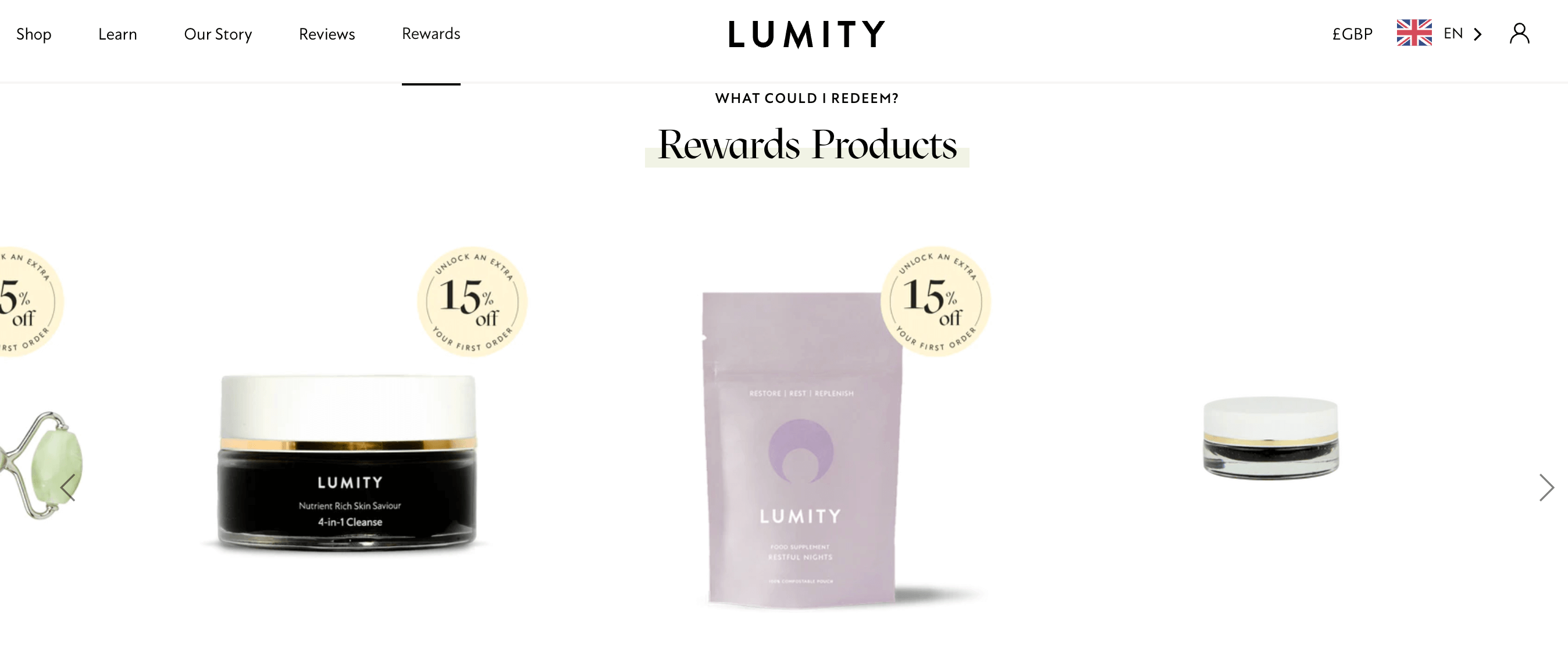 Lumity 보상 스크린샷