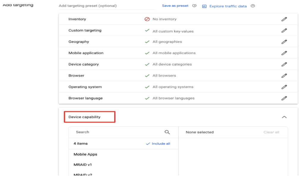 ciblage des capacités des appareils