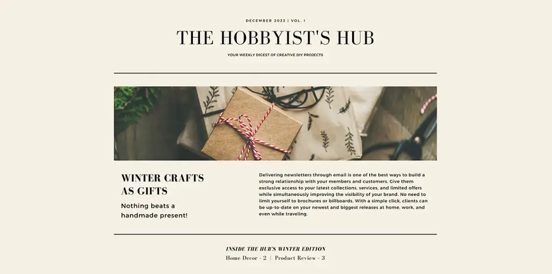 the-hobbyists-hub-크리스마스-이메일-뉴스레터-스크린샷