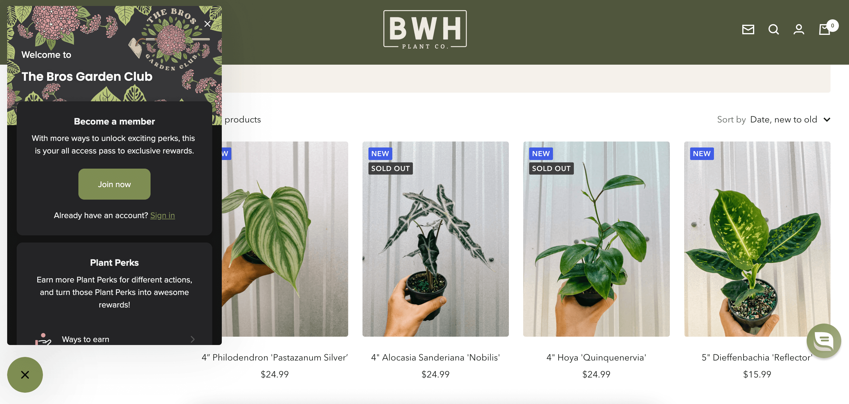 Esempi di programmi fedeltà per la casa e il giardino: screenshot del programma acquisti e premi BWH