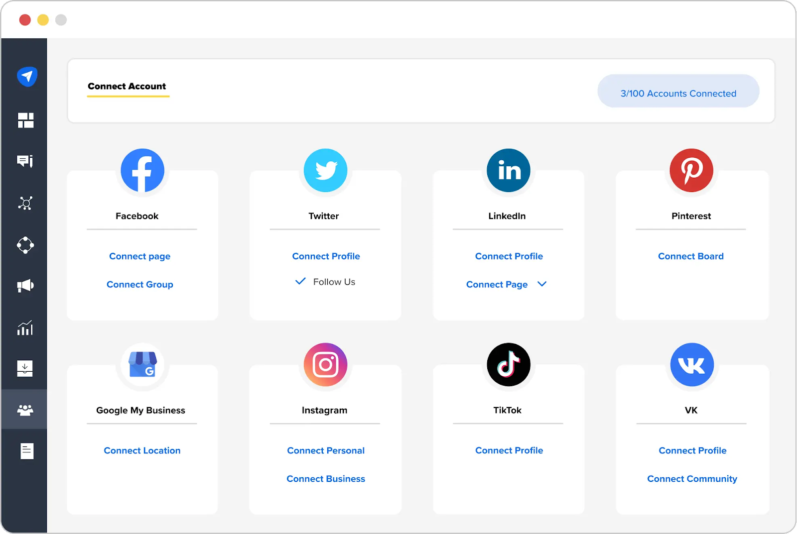 SocialPilot 인터페이스 미리보기