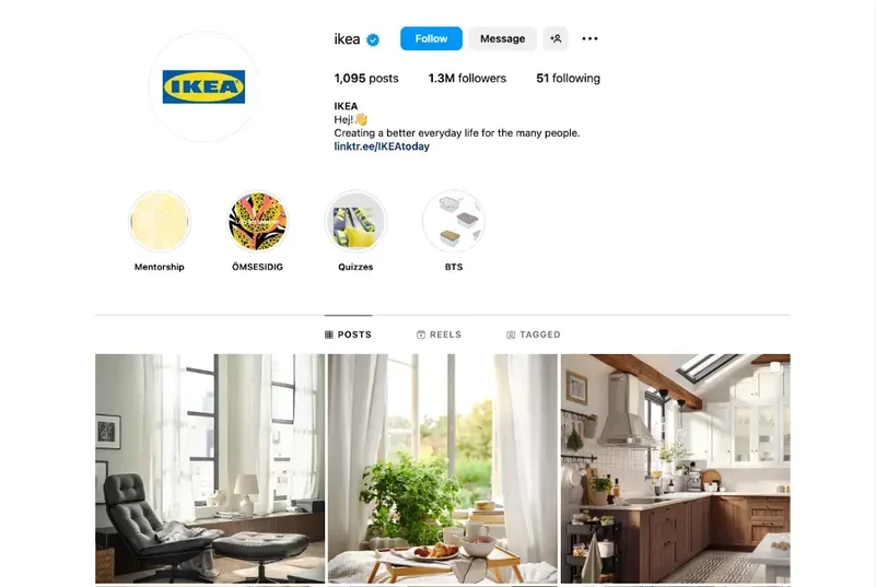 página do instagram da ikea