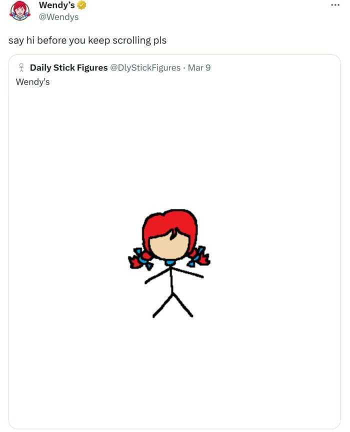 Il Tweet di Wendy condivide la sua figura stilizzata da Daily Stick Figure