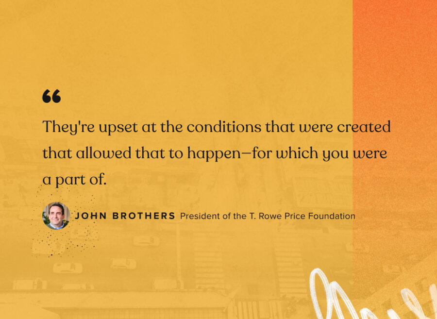 "Sono arrabbiati per le condizioni create che hanno permesso che ciò accadesse, di cui tu facevi parte." - John Brothers, Presidente della Fondazione T. Rowe Price