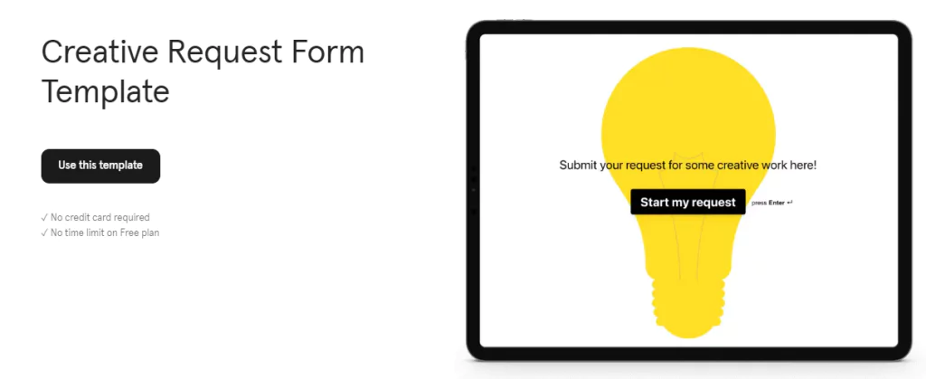 Typeform クリエイティブの簡単な例