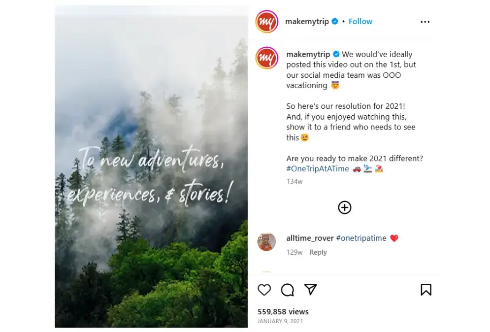 makemytrip-instagram-post-captura de tela