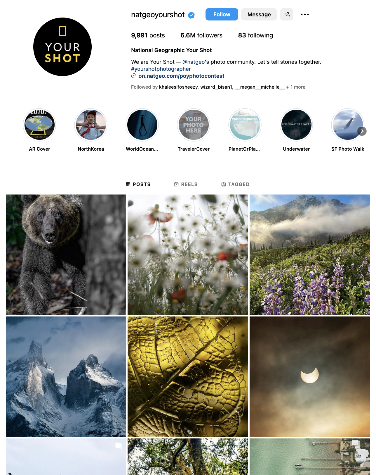 หน้า Instagram ของ Your Shot ของ National Geographic นำเสนอรูปภาพมากมายจากชุมชนภาพถ่ายของพวกเขา