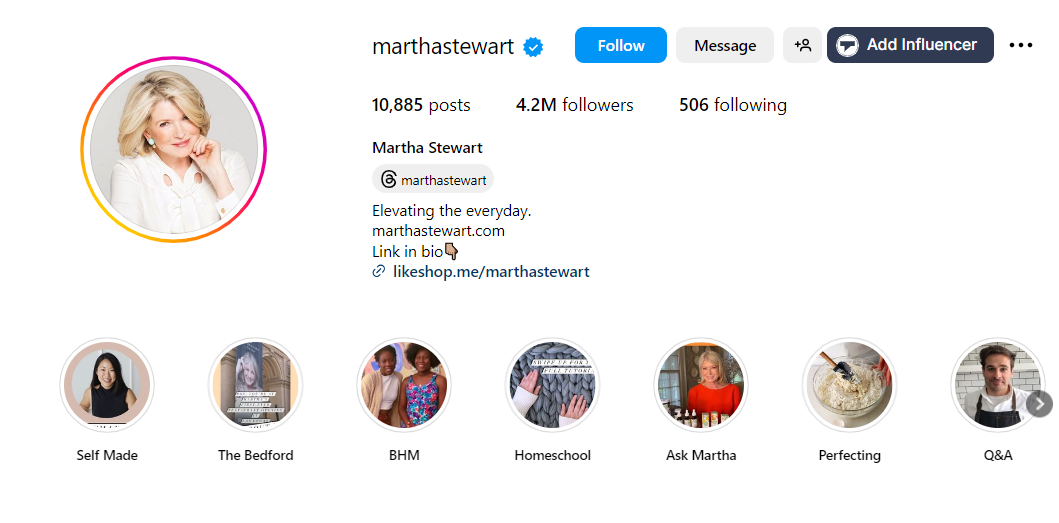 Instagram Martha Stewart