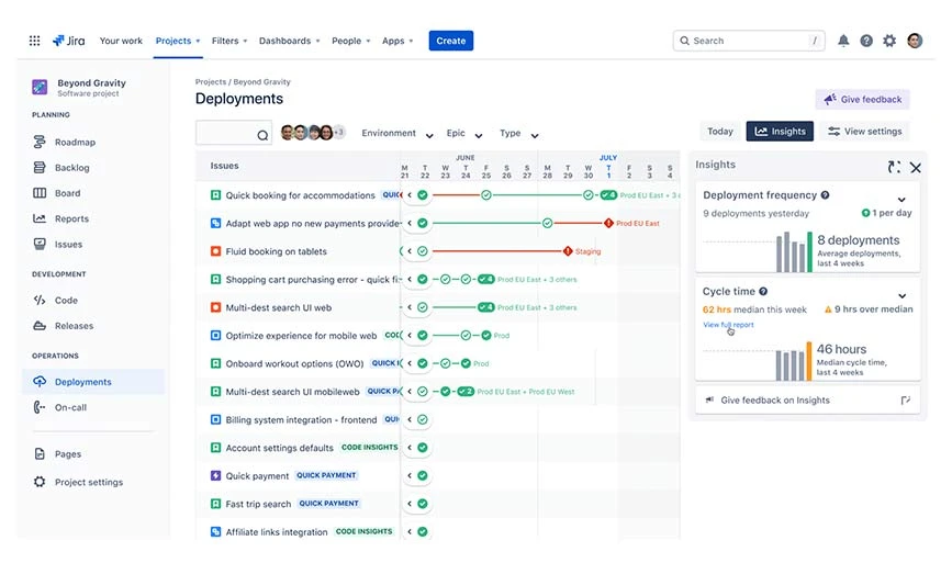 ميزات لوحة معلومات برنامج JIRA