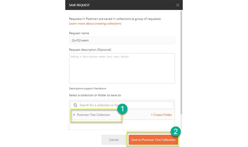 Paso 5 de Cómo crear colecciones de solicitudes