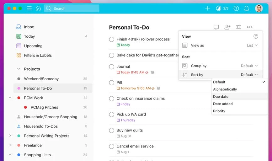 Todoist è un task manager e un pianificatore quotidiano