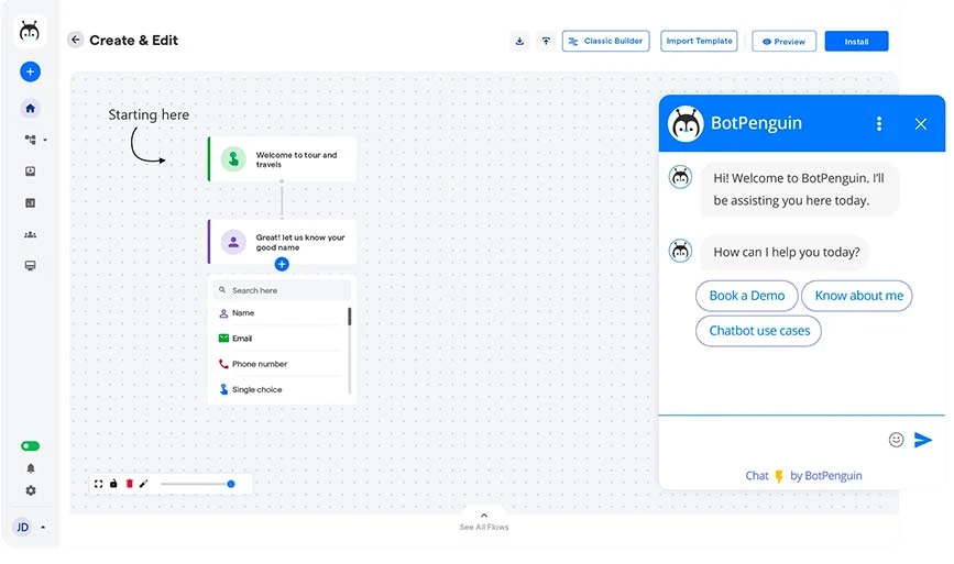 BotPenguin, işletmelere yönelik yapay zeka destekli bir sohbet robotu oluşturucusudur