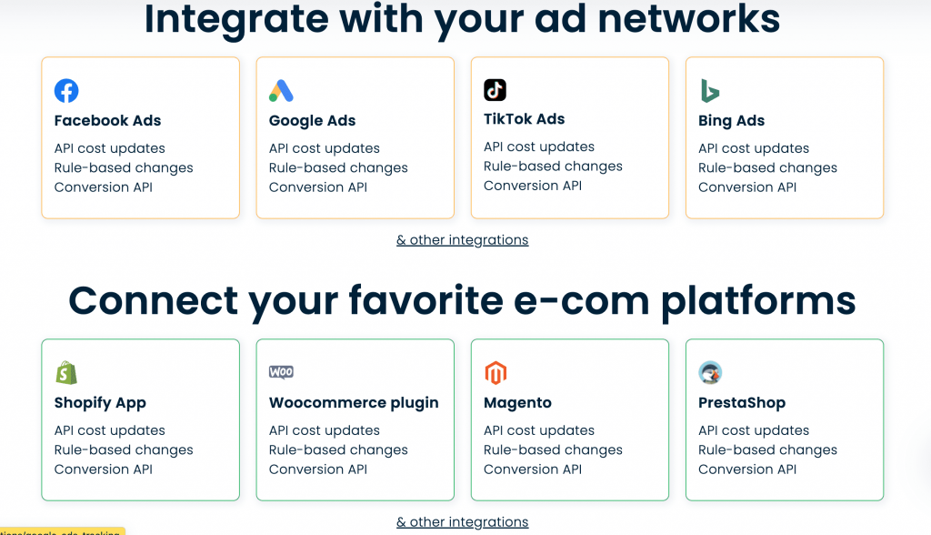 integrações de comércio eletrônico