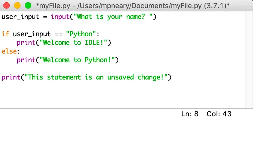 IDE de Python inactivo