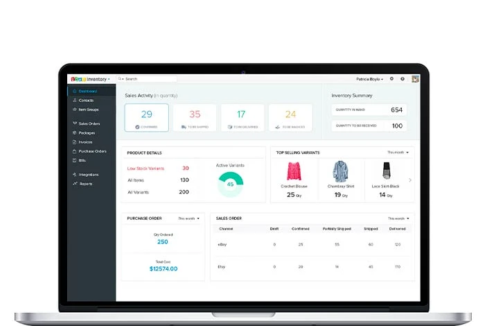 Zoho Inventory ได้รับการออกแบบมาเพื่อให้ธุรกิจต่างๆ จัดการสต็อก คำสั่งซื้อ และการดำเนินการสินค้าคงคลังโดยรวมได้อย่างมีประสิทธิภาพ