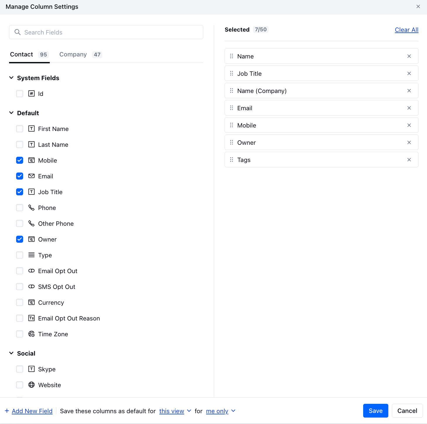 Salesmate Önceden Ayarlanmış Alanlar: Pipedrive ve Salesmate