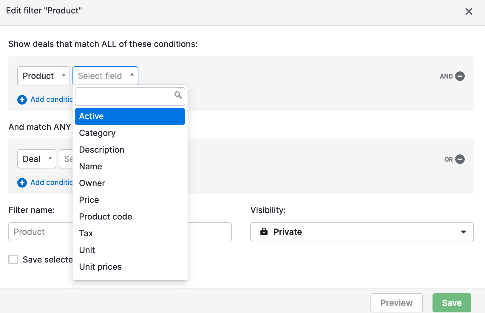 Filtros de Pipedrive: Pipedrive vs Salesmate, comparados