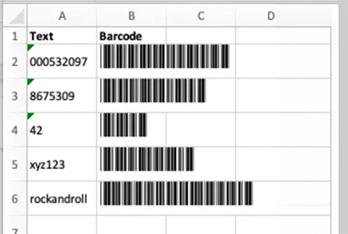 Füllen Sie alphanumerische Daten in der Textspalte aus