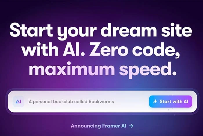 Framer AI 是最佳电子商务人工智能网站建设者