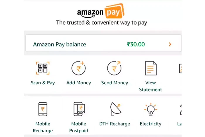 Dasbor aplikasi pembayaran online Amazon Pay