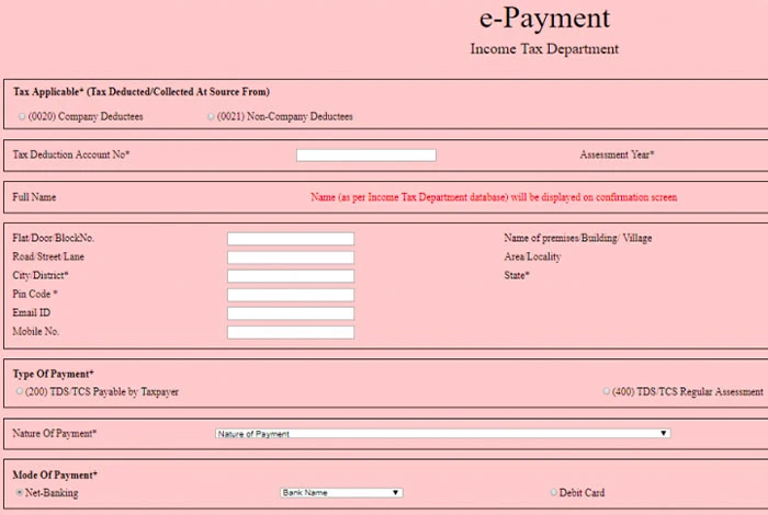 choisissez la « Nature du paiement » et le « Mode de paiement »