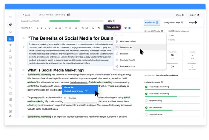 コンテンツ作成のための GrowthBar AI ツール