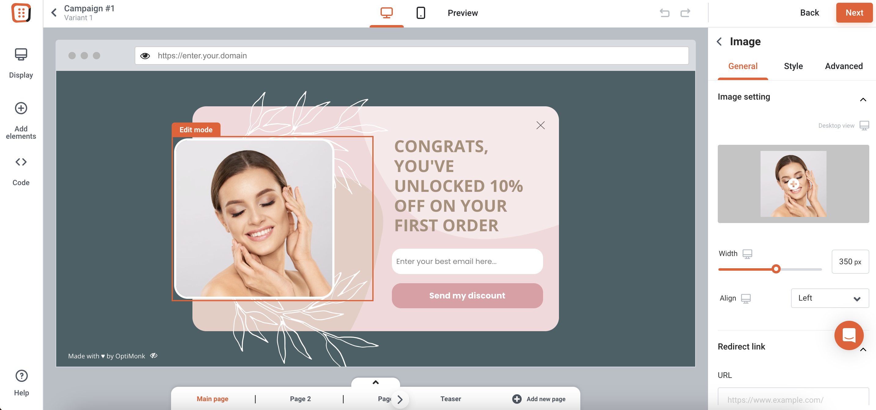 Crea un popup in più passaggi con OptiMonk