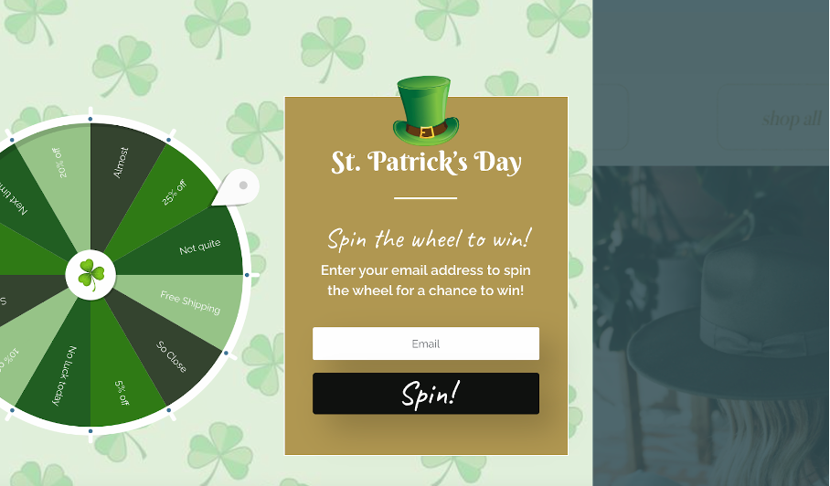 Scout und Poppy teilen das St. Patrick Day-Popup auf ihrer Website