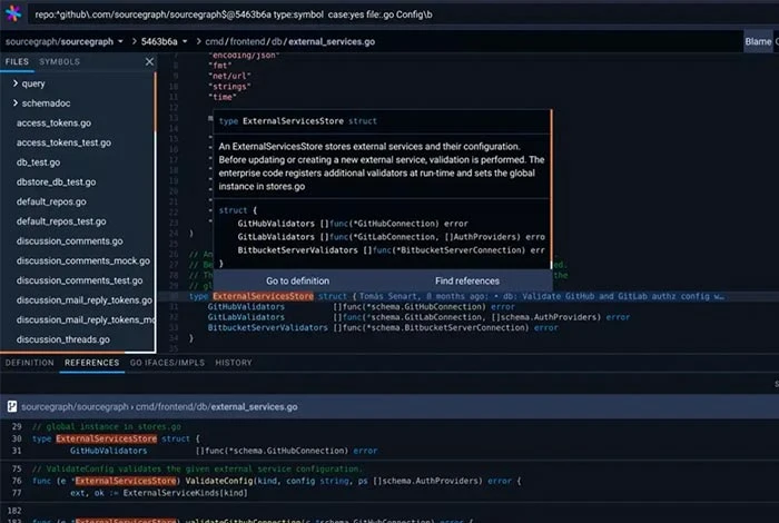 Código de herramientas de desarrollo de Sourcegraph AI