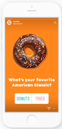 Encuestas de anuncios de historias de Instagram Dunkin