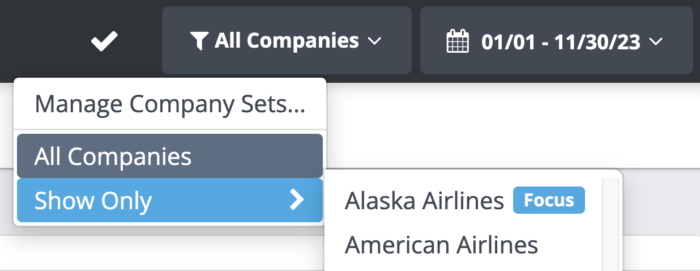 Anda hanya dapat memilih Alaska Airlines dalam analisis media sosial Anda untuk mendalami perusahaan fokus Anda.