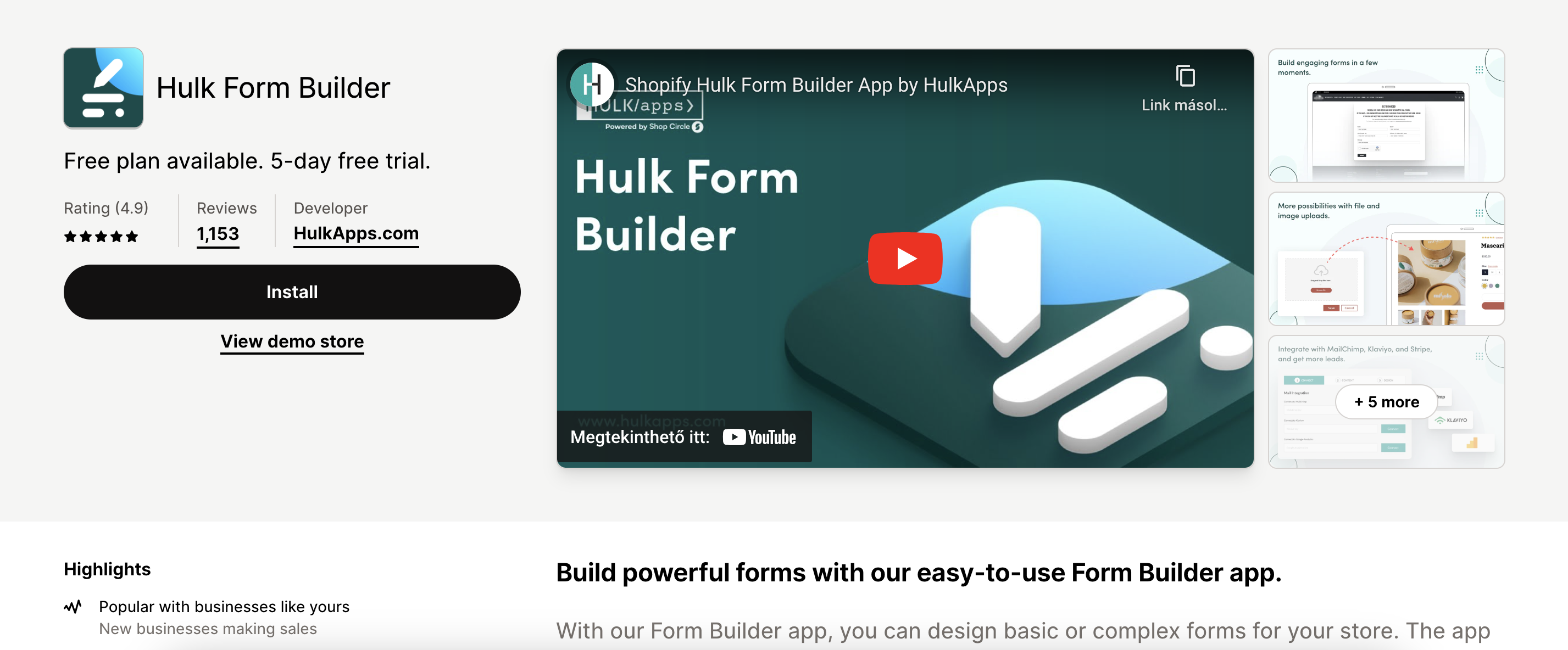 Hulk Form Builder en la tienda de aplicaciones