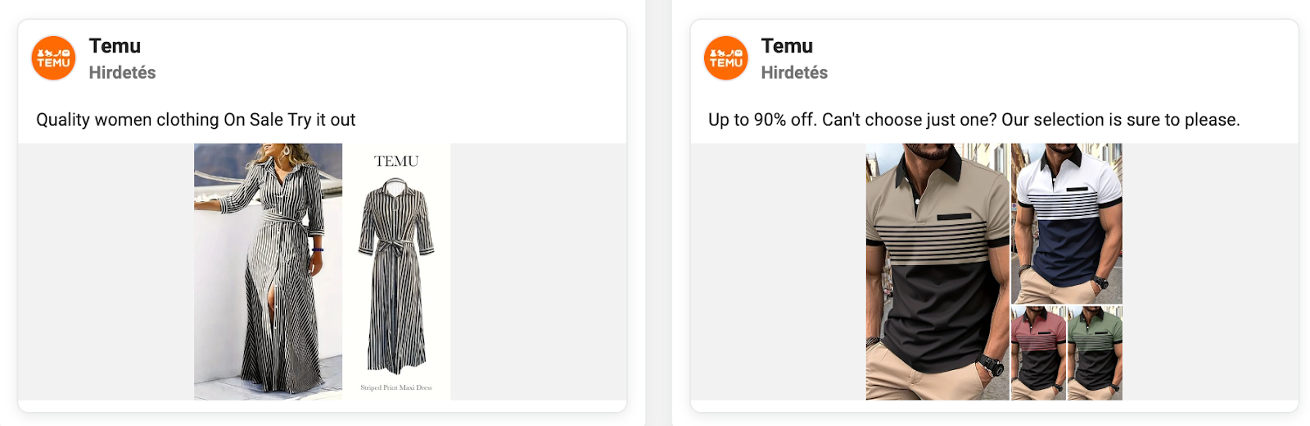 Anuncios de Facebook de Temu